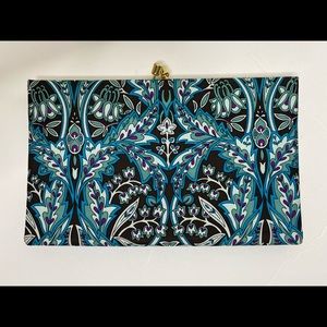 BANANA REPUBLIC CLUTCH SATIN PAISLEY GOLD HARDWARE